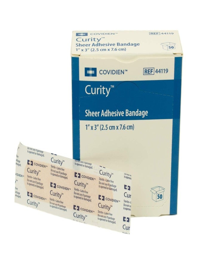 Curad Adhesive Bandages, Sheer Strips, 1" x 3", Box of 50